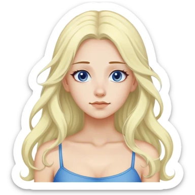 Woman’s shoulders clouds on top blonde long hair blue e sticker