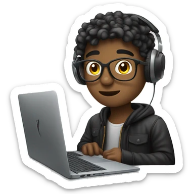 boy Music producer with a Macbook  sticker