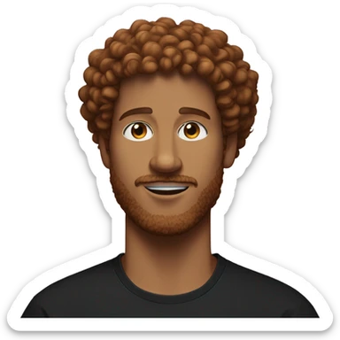 Red-haired man with curly hair and a beard, wearing a black Nike t-shirt  sticker