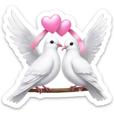 White love birds doves pink bows sticker