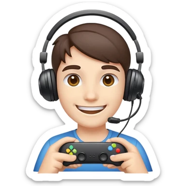 happy face with a headset playing video games sticker