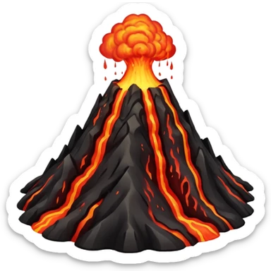 volcano with lava flow sticker