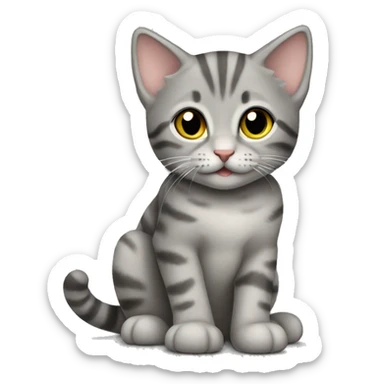 Gray tabby kitten sitting sticker