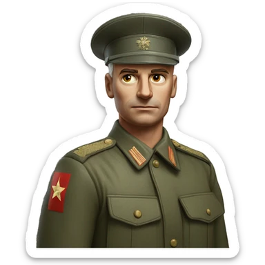 photorealistic serious soviet soldier 1960s sticker