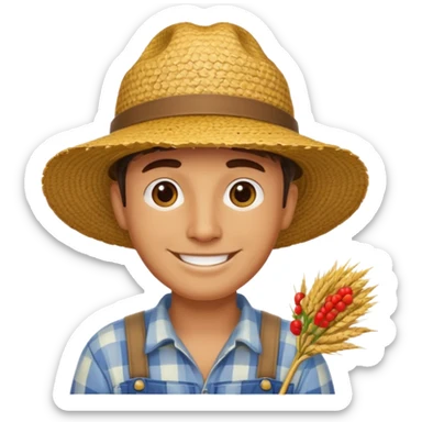 farmer man with straw hat sticker