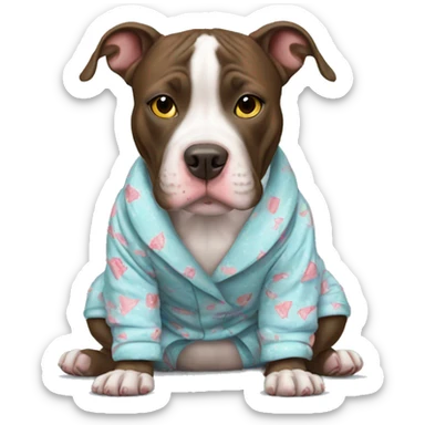 Pittie wearing pajamas  sticker