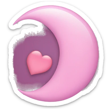 Pink crescent moon, with heart  sticker