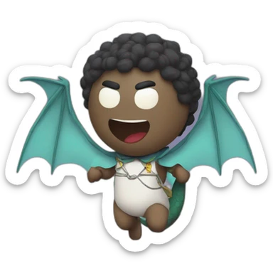 Mister slave from the south park cartoon on a dragon flying to the moon sticker