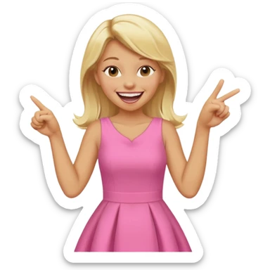 blonde tan girl laughing and pointing at me wearing pink  sticker