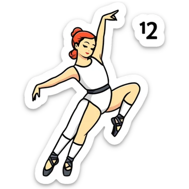 Performance dancer in dance costume holding number 1 sticker