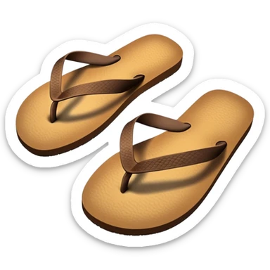 brown beach flip flops with thong straps sticker