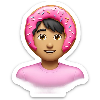 pink donut with black hairs on it sticker