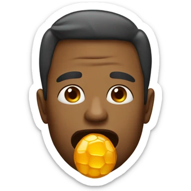 Man with two honey spheres drooping out of mouth sticker