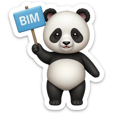 Panda con cartel que dice BIM BAM BUM sticker