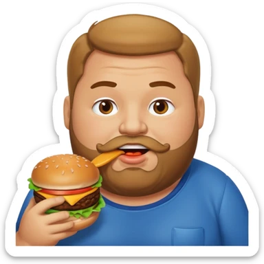 fat guy eating burger sticker