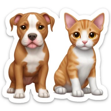 Light brown pitbull and orange and white kitten sticker