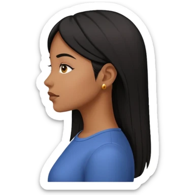 mulher morena de pele marrom, cabelos pretos lisos, rosto de perfil sticker