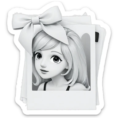 monochrome girl with flower bow sticker