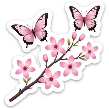 sakura branch with butterflies sticker