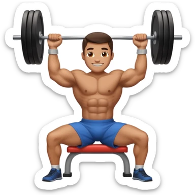 A man bench pressing in apple style emoji sticker