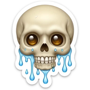 Skull smiling sweating drip sticker