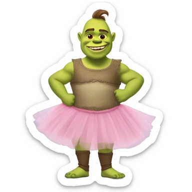 Shrek wearing a tutu sticker