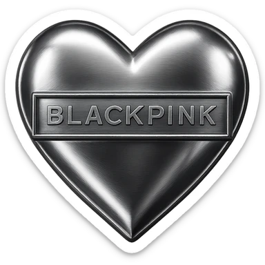 BLACKPINK-inspired object, black and pink colors, shiny and futuristic metallic look, Chrome style sticker