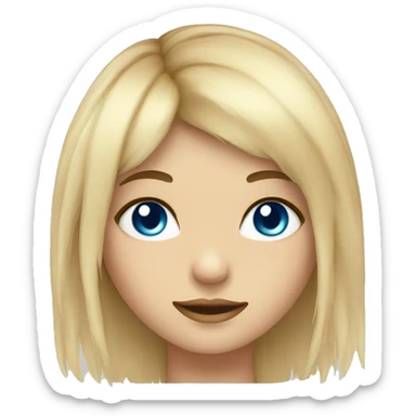 girl blue eyes with rainbow long hair with fringe  sticker