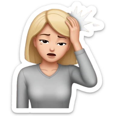 A woman hitting her head on a wall sticker