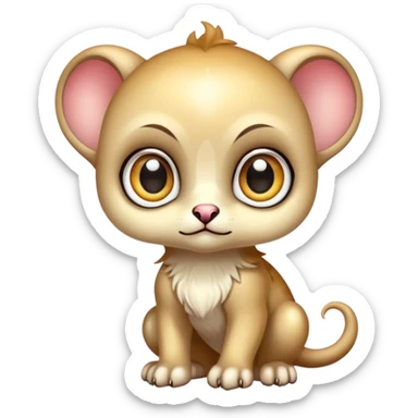 Adorable colorful shiny baby edgy fantasy-animal-hybrid full body, big Eyes sticker