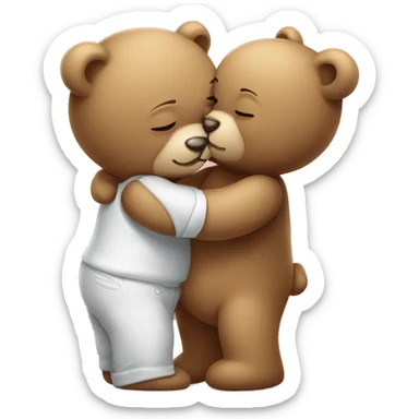 teddy bear giving kiss sticker