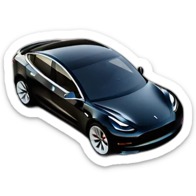 A black Tesla Model 3 at high speed side view slightly blurred sticker