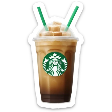 Starbuck ice coffee with ice cubes sticker
