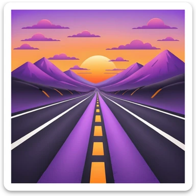 road with sunset sticker
