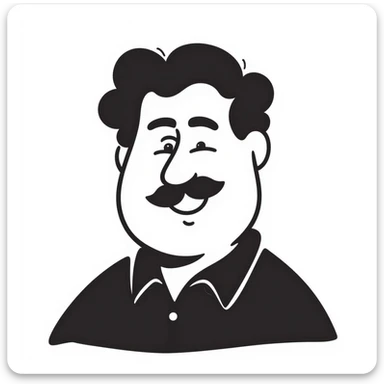 chubby Lebanese man with a goatee and short hair, smiling, hand drawn doodle style sticker