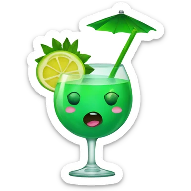 Green cocktail in a round glass sticker