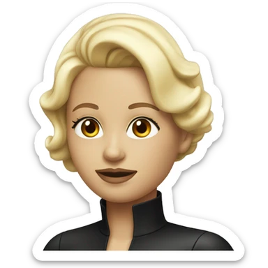 Blonde woman in high neck black latex dress sticker