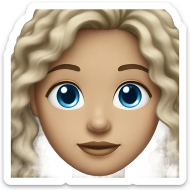 Light skin girl with long dark wavy hair and blue eyes sticker