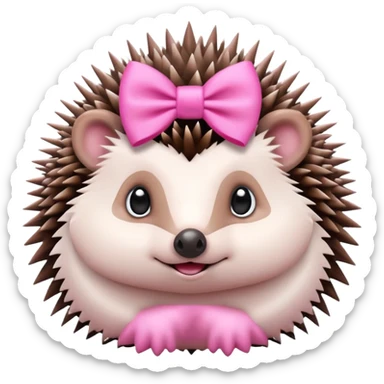hedgehog with a pink bow sticker
