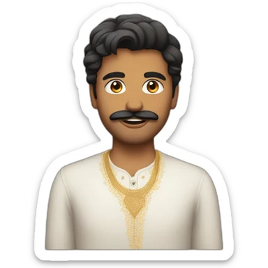 indian young guy with a mustache and beard sticker