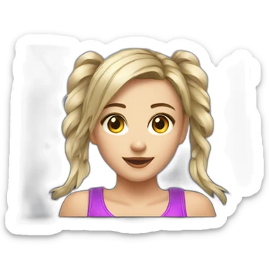 Streamer girl player on computer sticker