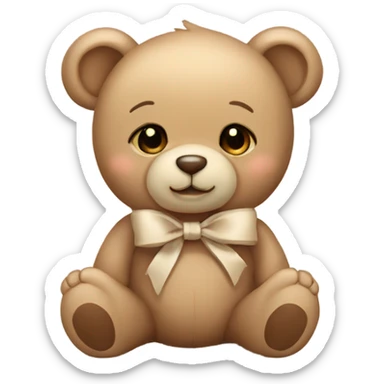 Baby Teddy Bear with beige bow sticker