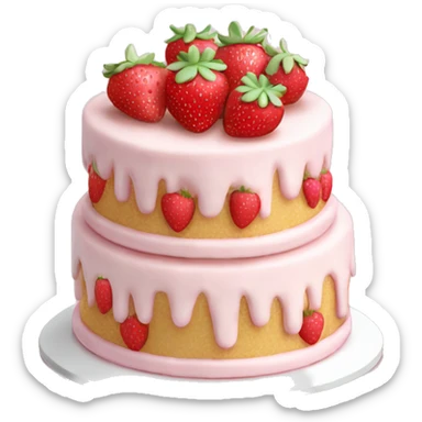 Light Pink strawberries and cream birthday cake  sticker