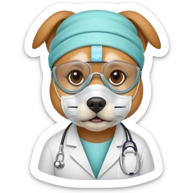 doctor dog Wearing Medical Mask sticker