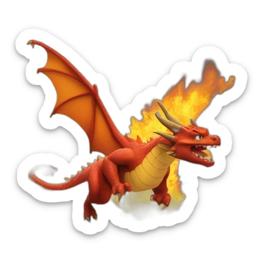 Dragon qui crash du feu sur un village sticker