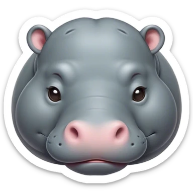 Meme-Worthy Cute Sleeping Hippo Portrait Emoji, Head resting peacefully with a contented smile, showcasing a massive, robust build and a luxuriously soft slate-gray hide, eyes shut in a serene, restful nap, Simplified yet hilariously adorable features, highly detailed, glowing with a soft, drowsy light, high shine, relaxed and utterly lovable, stylized with an air of playful laziness, bright and heartwarming, soft glowing outline, capturing the essence of a comically sleepy hippo, so meme-worthy it feels like it could instantly become the next viral sensation of adorable slumber! sticker