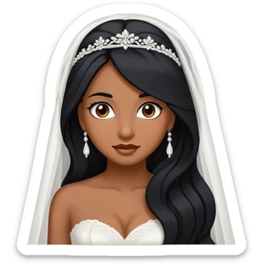 bride with long black hair and brown skin sticker