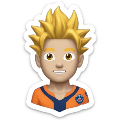 san goku head with a psg home kit sticker