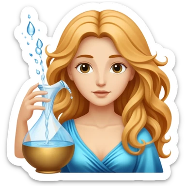 The zodiac symbol Aquarius. A mystical beautiful woman pouring out an elegant vase of water. sticker
