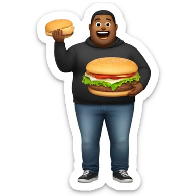 fat person with burger sticker